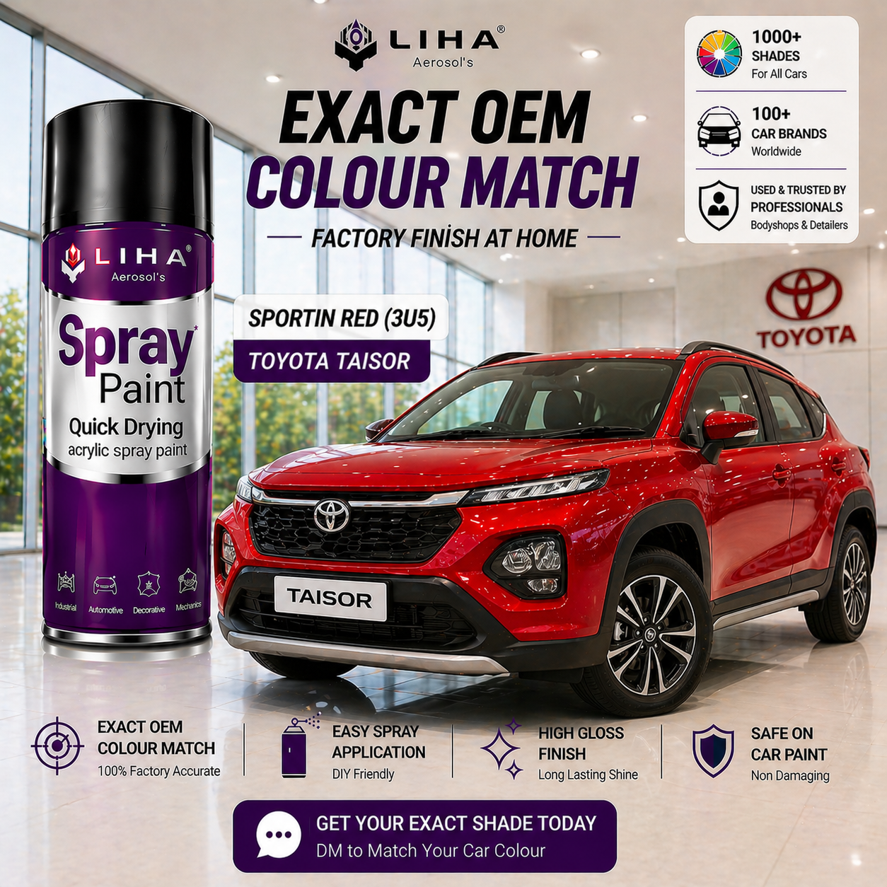 Toyota Taisor Sportin Red Base Coat Spray Paint | OEM Colour Match | LIHA Aerosols