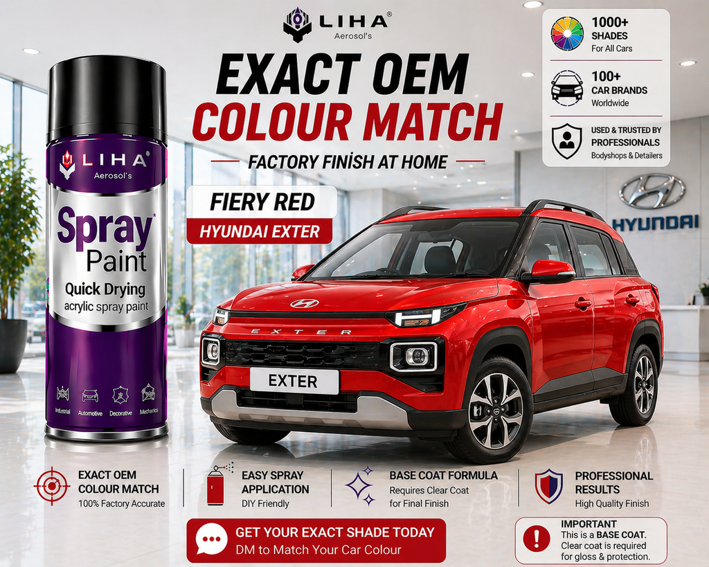 Hyundai Exter Fiery Red | OEM Color Match | Base Coat | High Gloss Finish | Quick Dry