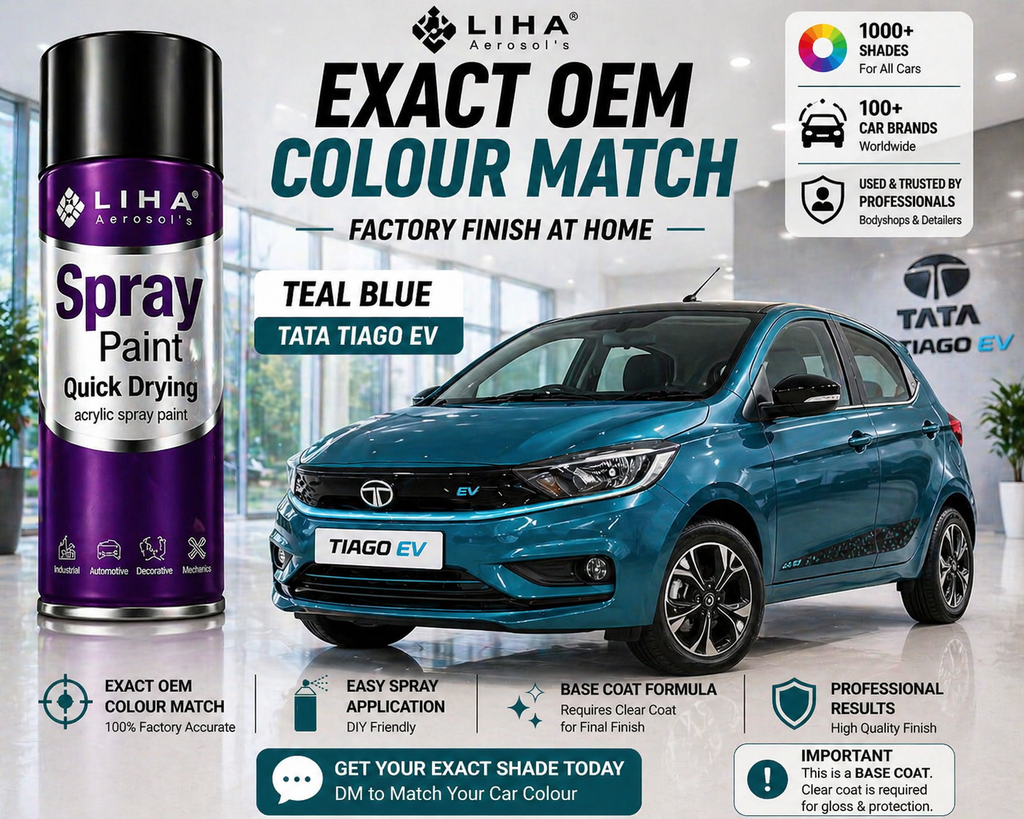 Tata Tiago EV Teal Blue | OEM Color Match | Base Coat | Metallic Finish | Quick Dry