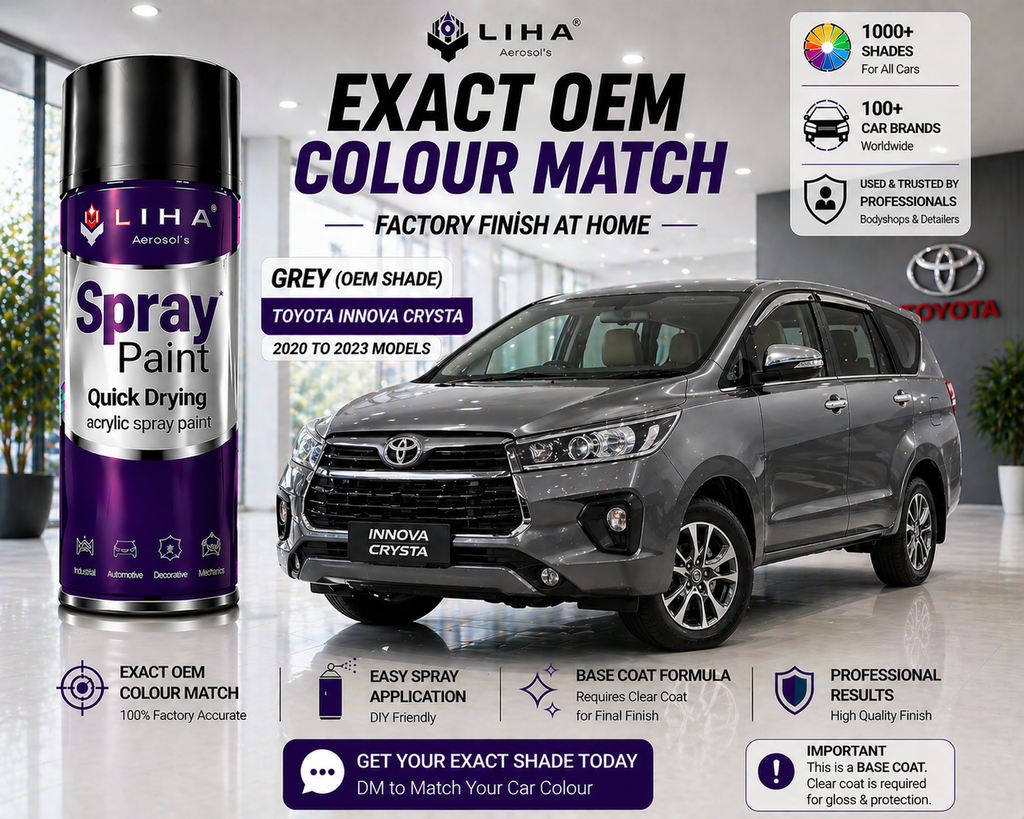 LIHA Spray Paint – Toyota Innova Crysta Grey (1G3) | OEM Color Match | Base Coat | Metallic Finish | Quick Dry