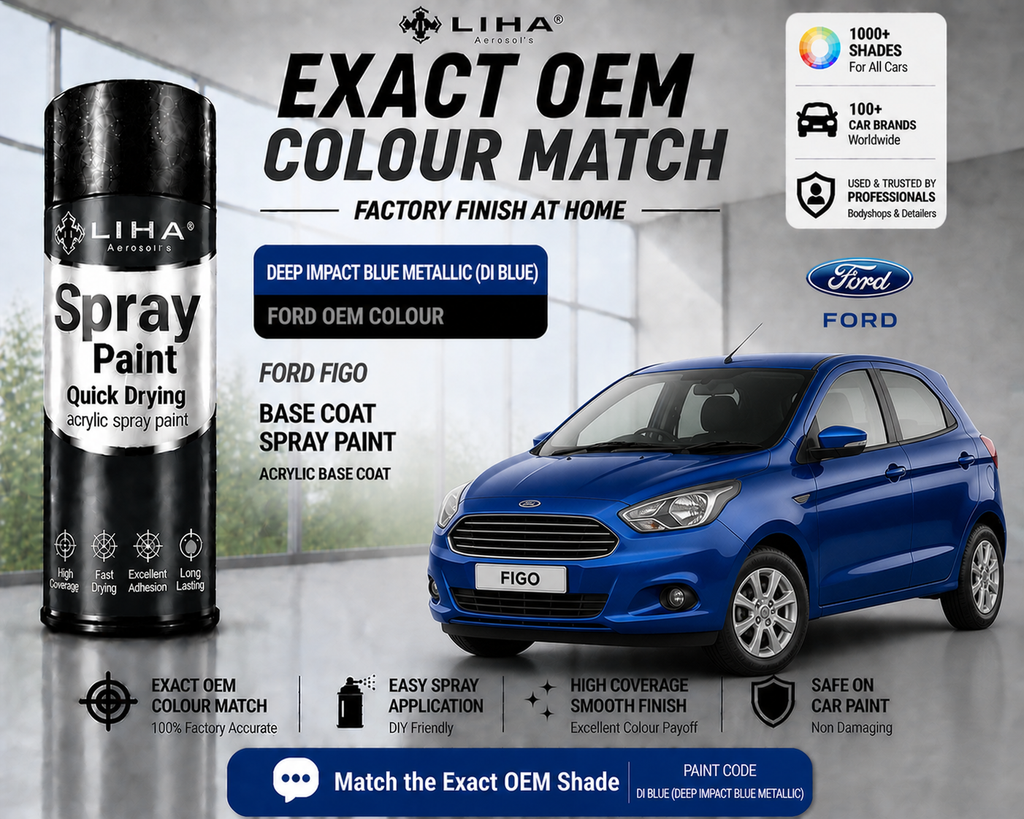 Ford Figo Deep Impact Blue Metallic (DI Blue) PU Spray Paint – OEM Factory Match Car Paint | LIHA Aerosols