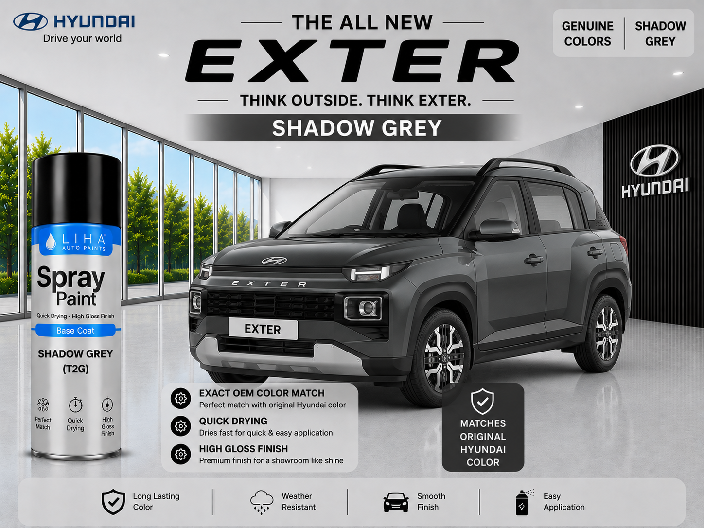 Hyundai Exter Shadow Grey TKG Spray Paint – OEM Factory Match Car Touch Up Paint
