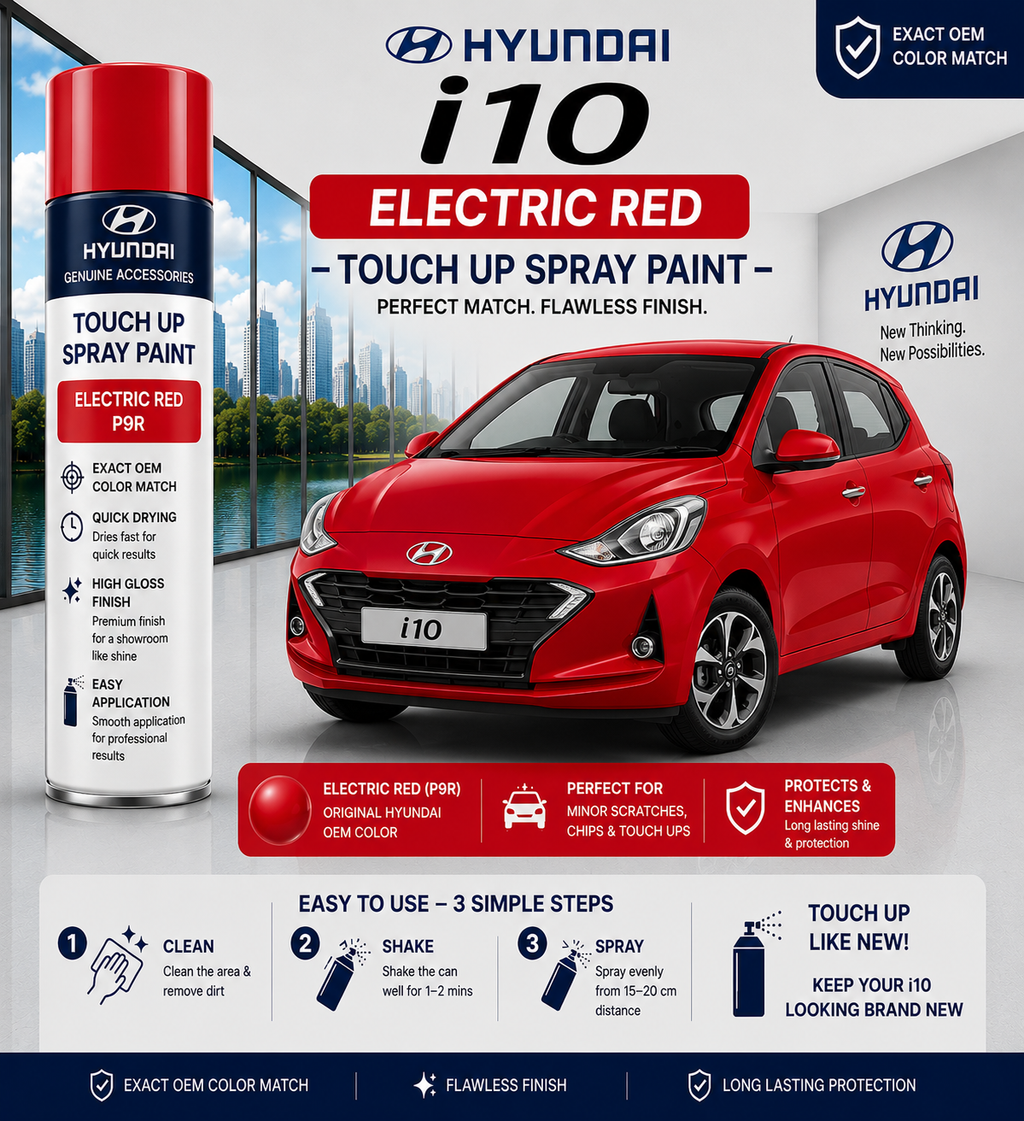 Hyundai i10 Electric Red Touch Up Spray Paint | OEM Automotive Aerosol Paint for Scratch Repair