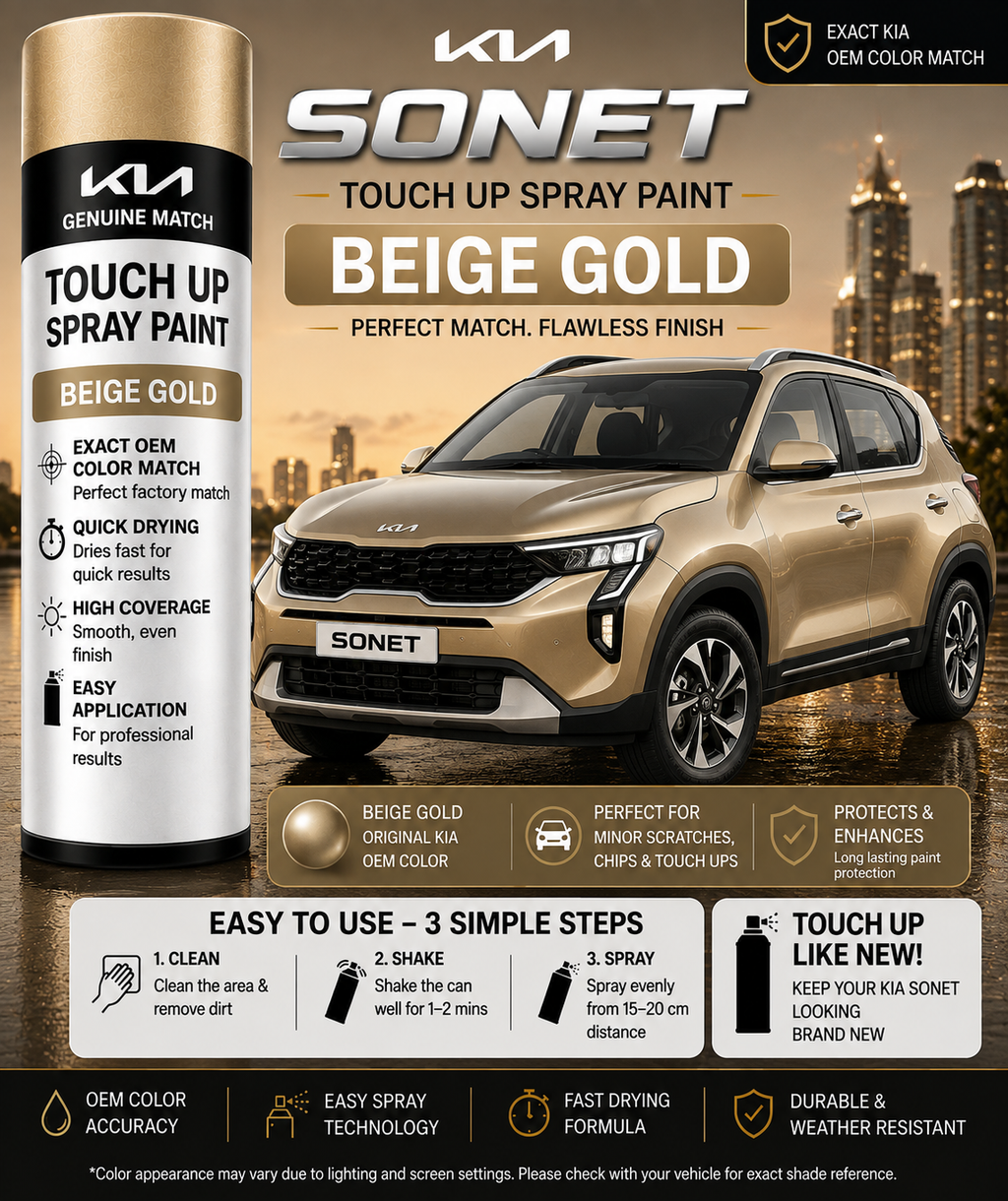 Kia Sonet Beige Gold Touch Up Spray Paint – OEM Color Match | LIHA Aerosols 500ml