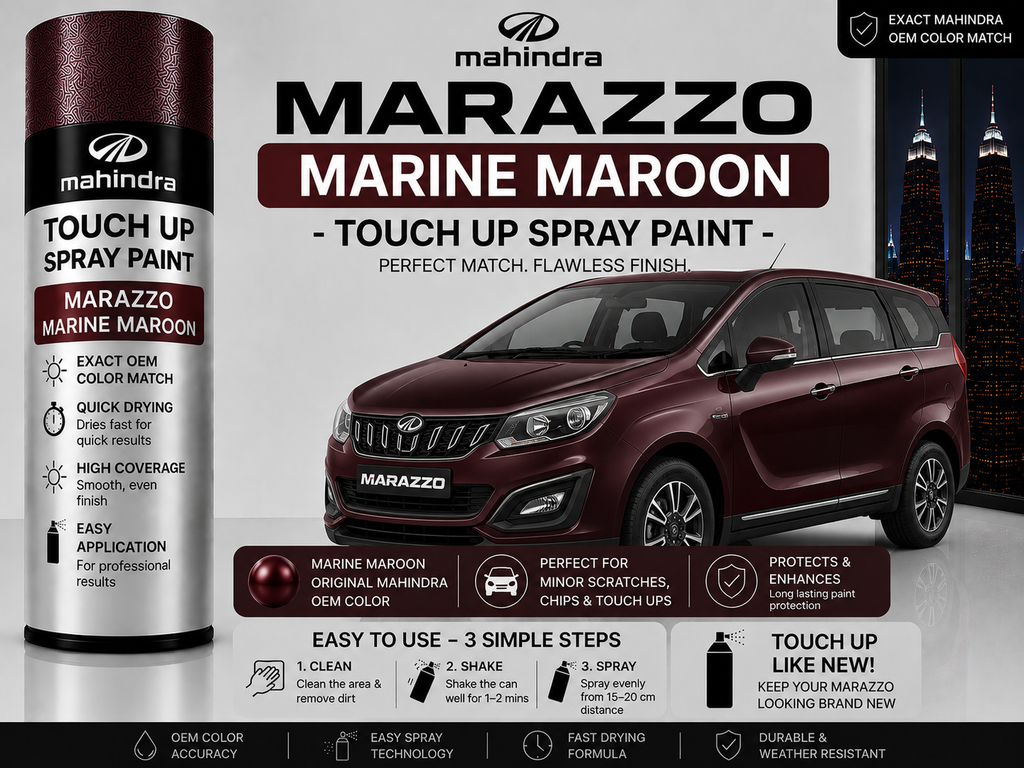 Mahindra Marazzo Marine Maroon Touch Up Spray Paint – OEM Color Match | LIHA Aerosols 500ml