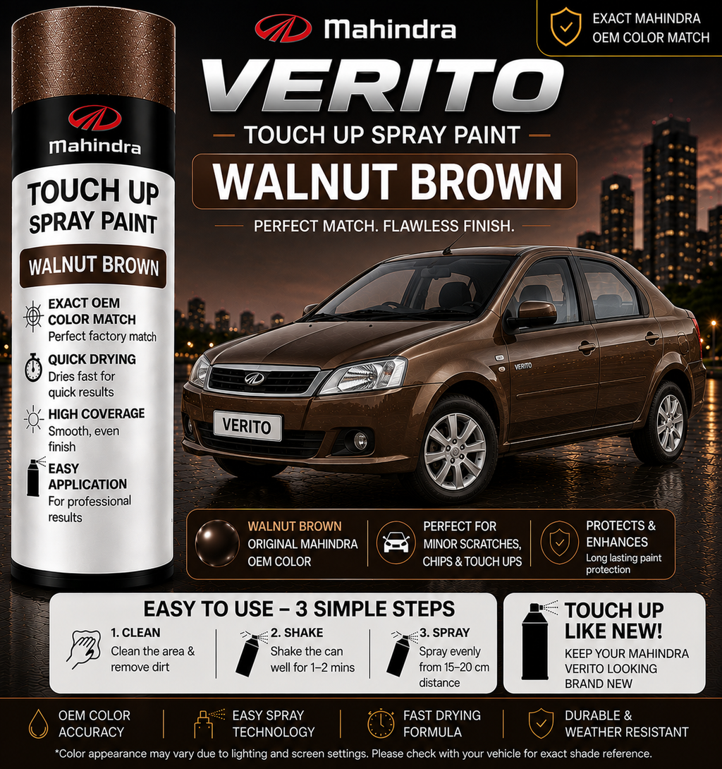 Mahindra Verito Walnut Brown Touch Up Spray Paint – OEM Color Match | LIHA Aerosols 500ml