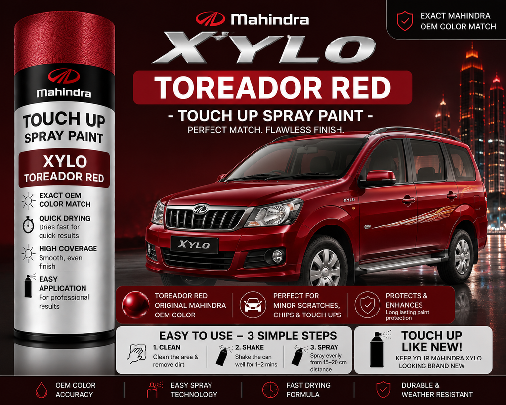 Mahindra Xylo Toreador Red Touch Up Spray Paint – OEM Color Match | LIHA Aerosols 500ml