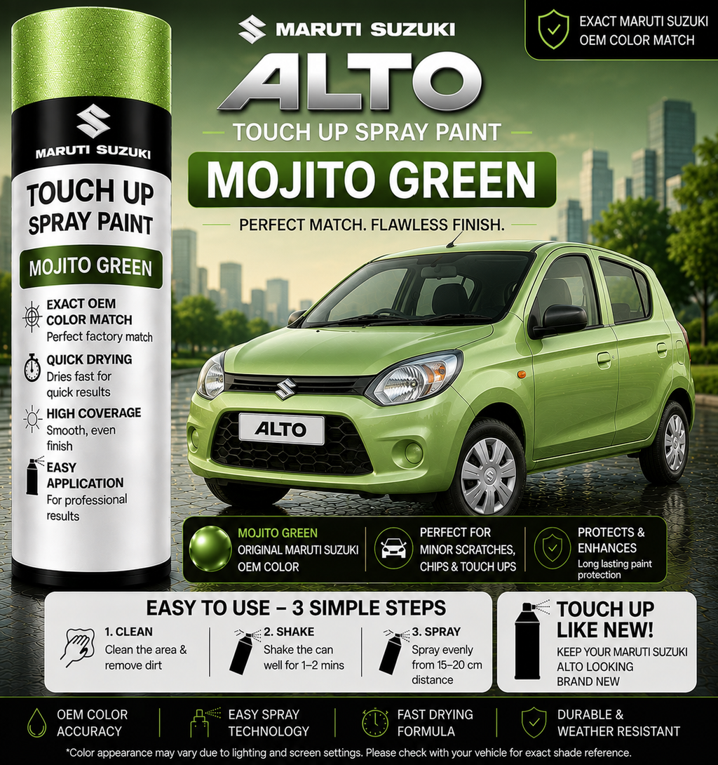 Maruti Suzuki Alto Mojito Green Touch Up Spray Paint – OEM Color Match | LIHA Aerosols 500ml