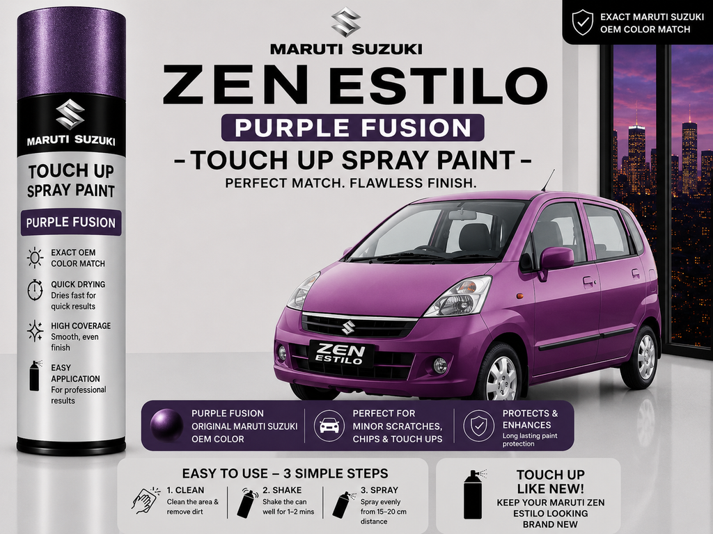 Maruti Suzuki Zen Estilo Purple Fusion Touch Up Spray Paint – OEM Color Match | LIHA Aerosols 500ml