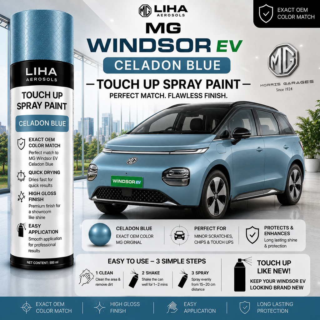 MG Windsor EV Celadon Blue Touch Up Spray Paint – OEM Color Match | LIHA Aerosols 500ml