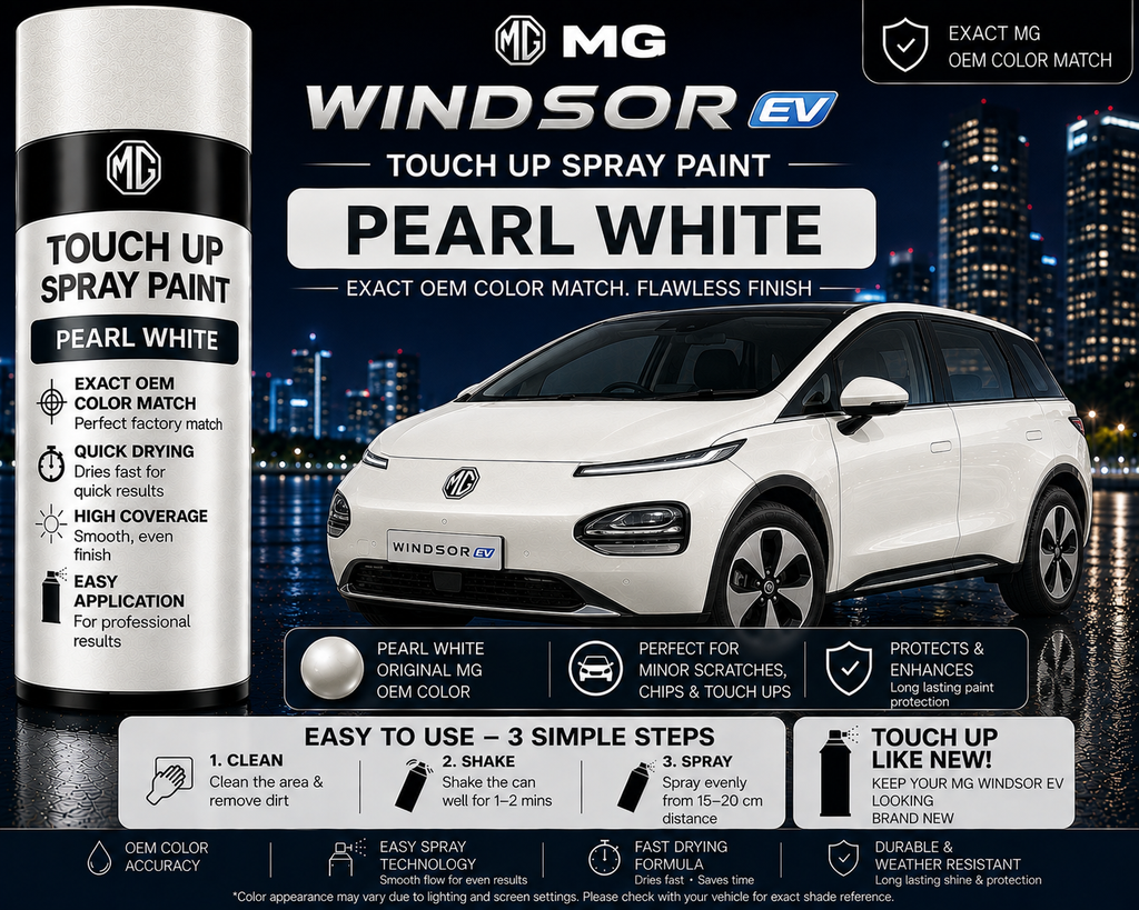 MG Windsor EV Pearl White Touch Up Spray Paint – OEM Color Match | LIHA Aerosols 500ml