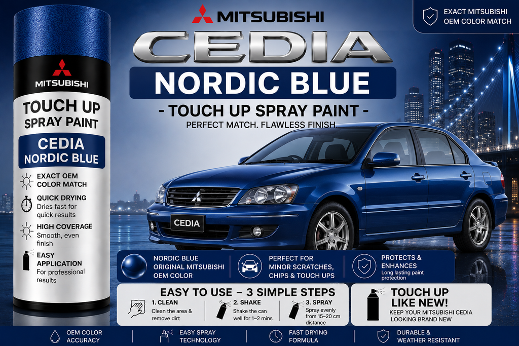 Mitsubishi Cedia Nordic Blue Touch Up Spray Paint – OEM Color Match | LIHA Aerosols 500ml