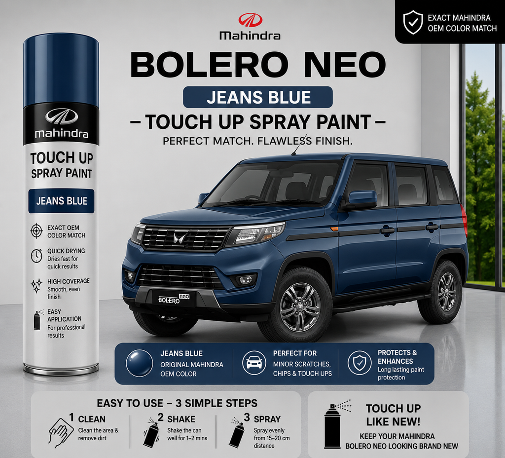 Mahindra Bolero Neo Jeans Blue Touch Up Spray Paint – OEM Color Match | LIHA Aerosols 500ml
