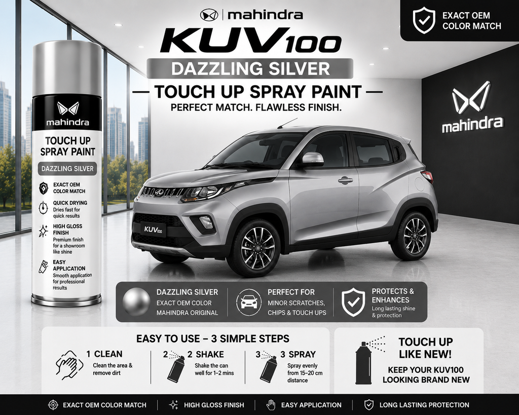 Mahindra KUV100 Dazzling Silver Touch Up Spray Paint – OEM Color Match
