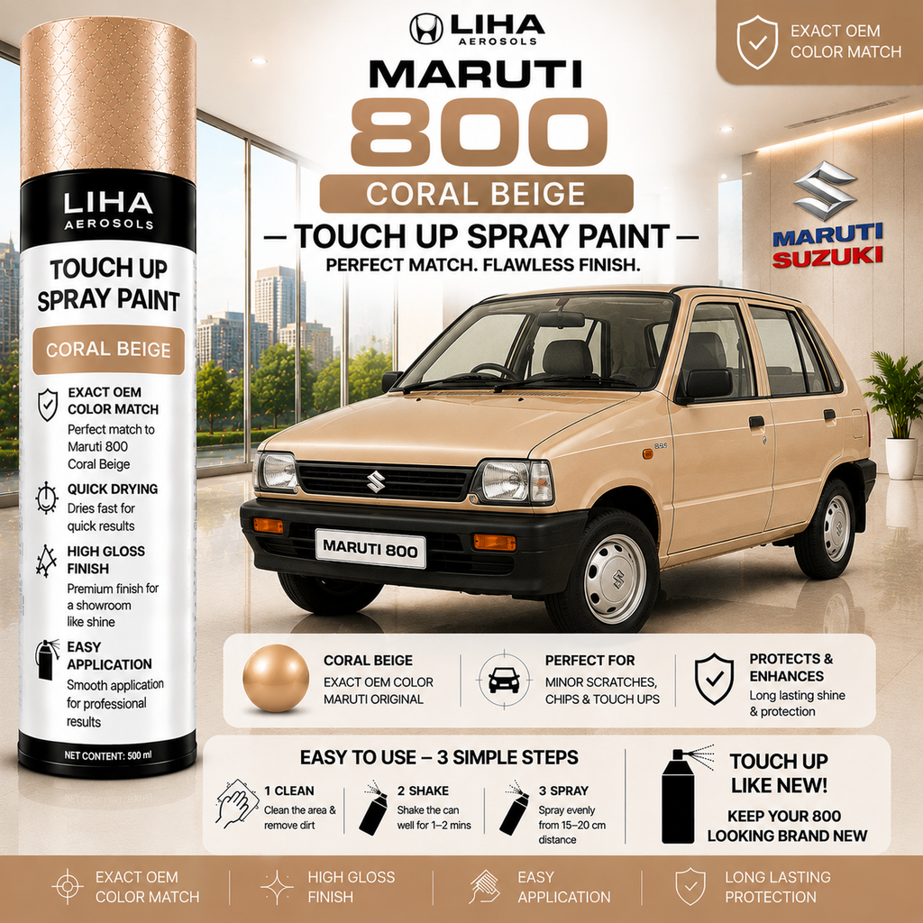 Maruti 800 Coral Beige Touch Up Spray Paint – OEM Color Match | LIHA Aerosols 500ml