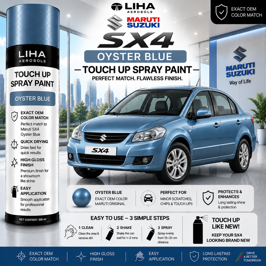 Maruti Suzuki SX4 Oyster Blue Touch Up Spray Paint – OEM Color Match | LIHA Aerosols 500ml