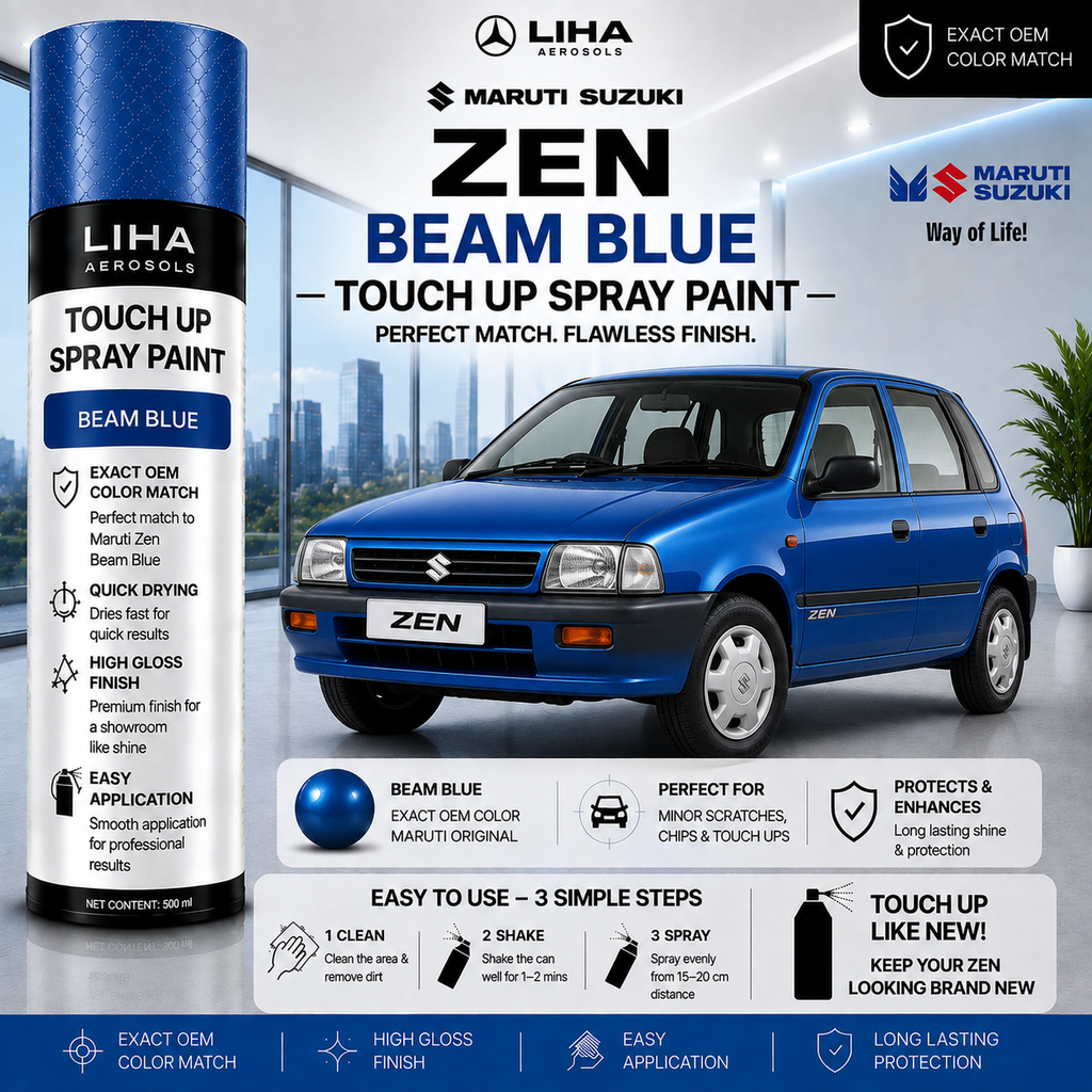 Maruti Zen Beam Blue Touch Up Spray Paint – OEM Color Match | LIHA Aerosols 500ml