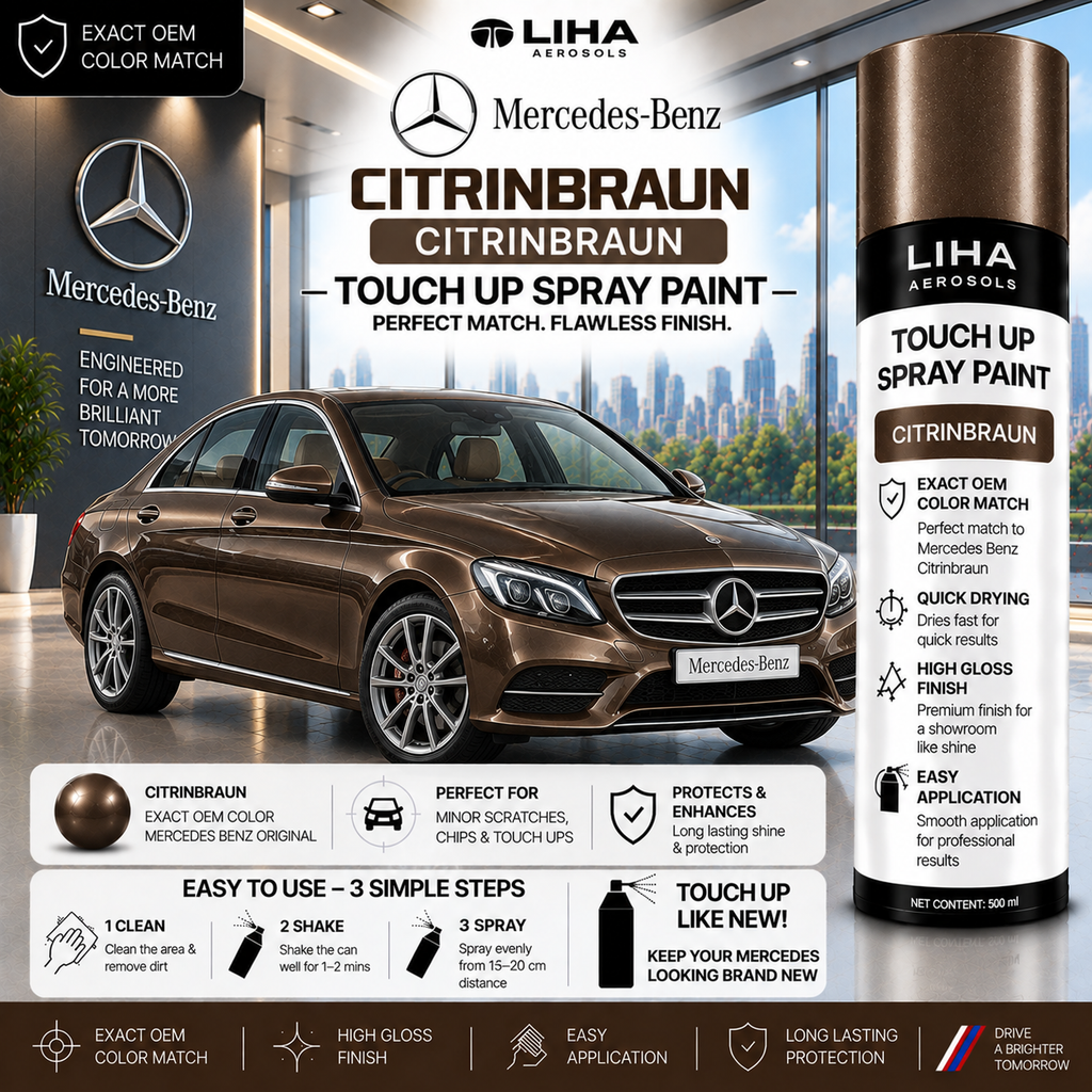 Mercedes-Benz Citrinbraun Touch Up Spray Paint – OEM Color Match | LIHA Aerosols 500ml