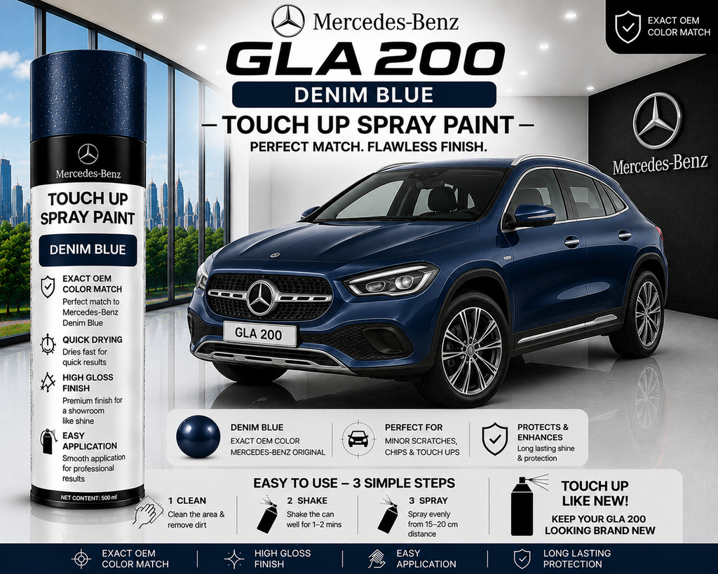 Mercedes-Benz GLA 200 Denim Blue Touch Up Spray Paint – OEM Color Match | LIHA Aerosols 500ml