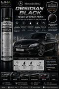 Mercedes-Benz Obsidian Black Metallic OEM Color Match Touch Up Spray Paint 500ml | LIHA Aerosols Automotive Paint