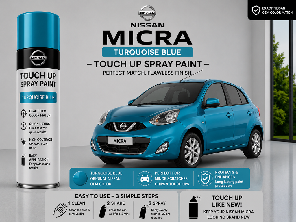 Nissan Micra Turquoise Blue Touch Up Spray Paint – OEM Color Match | LIHA Aerosols 500ml