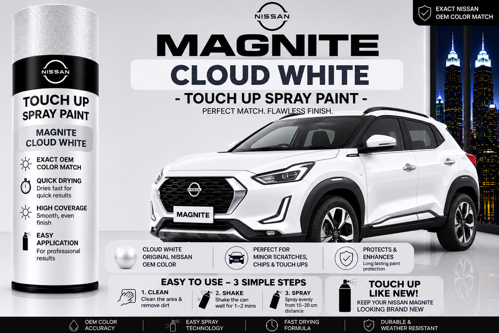 Nissan Magnite Cloud White Touch Up Spray Paint – OEM Color Match | LIHA Aerosols 500ml