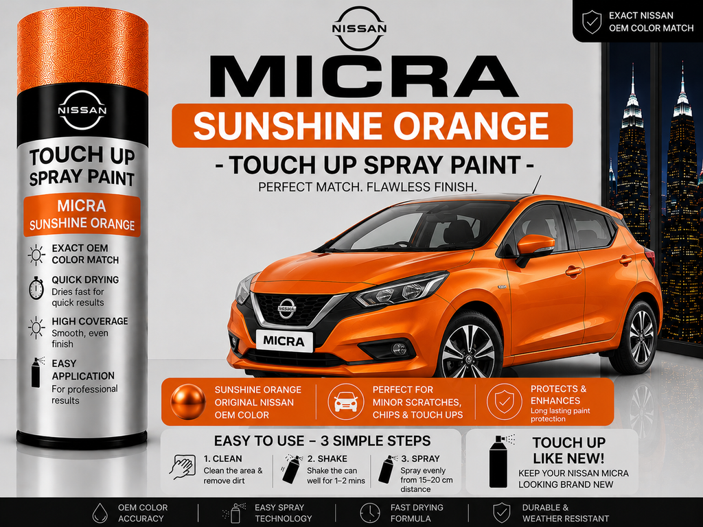 Nissan Micra Sunshine Orange Touch Up Spray Paint – OEM Color Match | LIHA Aerosols 500ml