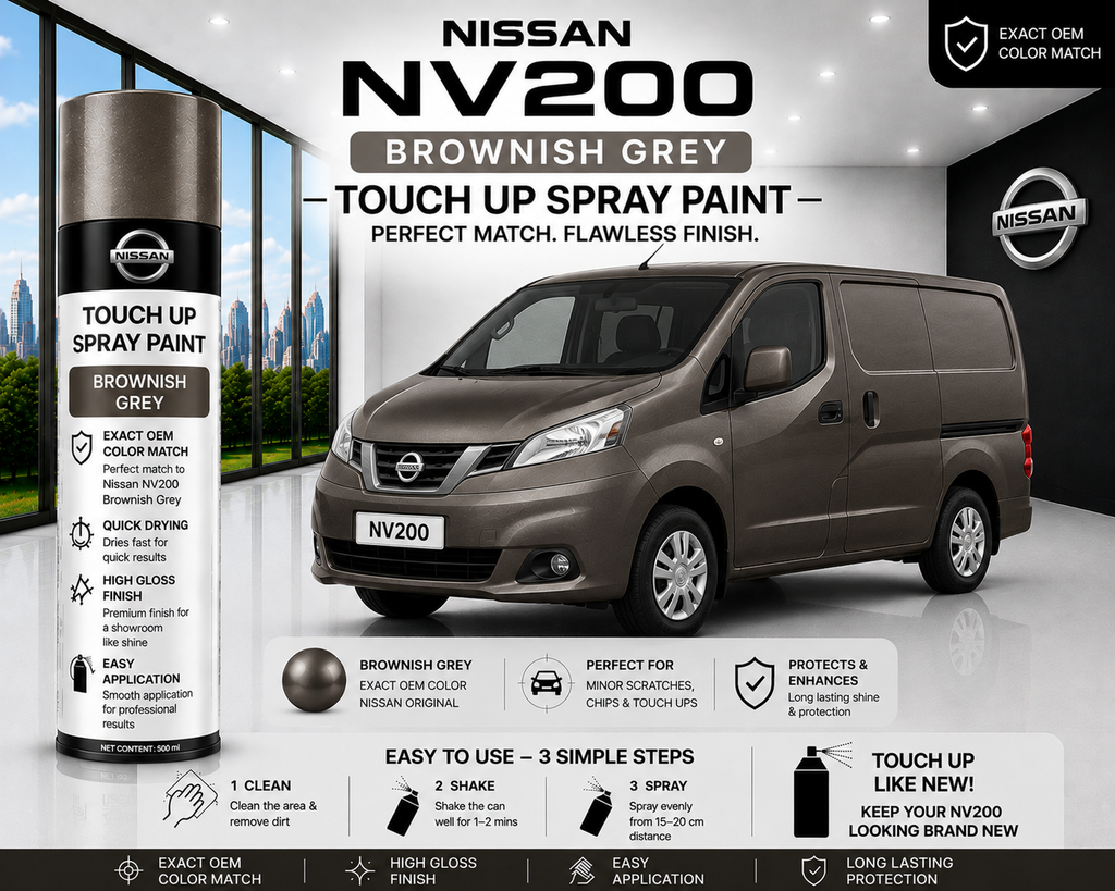 Nissan NV200 Brownish Grey OEM Color Match Touch Up Spray Paint 500ml | LIHA Aerosols Automotive Paint