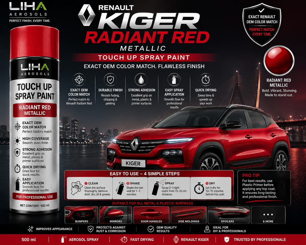Renault Kiger Radiant Red Touch Up Spray Paint – OEM Color Match | LIHA Aerosols 500ml