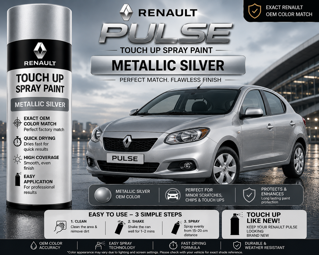 Renault Pulse Metallic Silver Touch Up Spray Paint – OEM Color Match | LIHA Aerosols 500ml