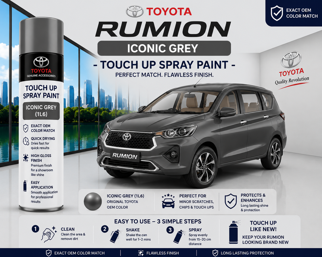Toyota Rumion Iconic Grey Touch Up Spray Paint | OEM Automotive Aerosol Paint for Scratch Repair