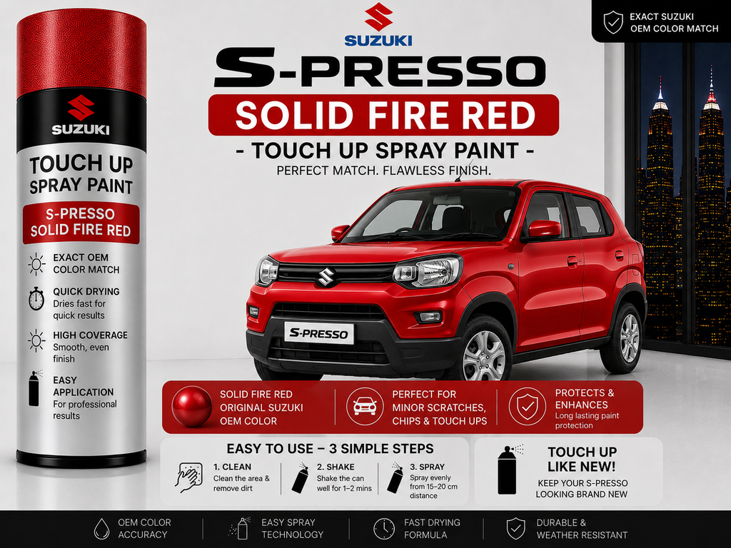 Maruti Suzuki S-Presso Solid Fire Red Touch Up Spray Paint – OEM Color Match | LIHA Aerosols 500ml