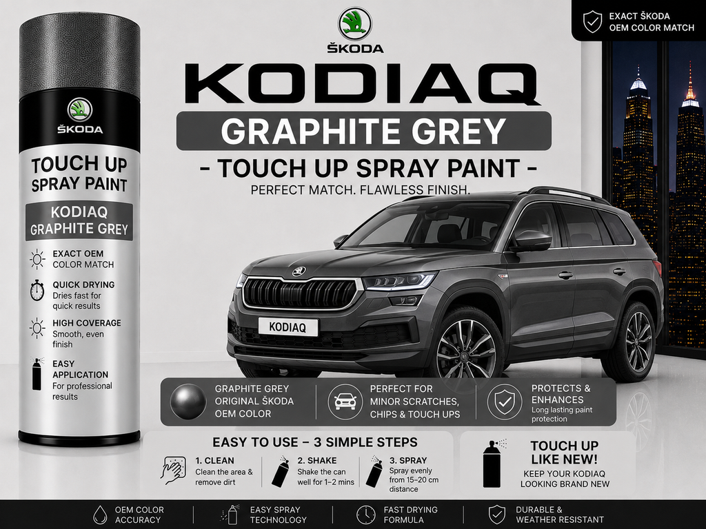 Skoda Kodiaq Graphite Grey Touch Up Spray Paint – OEM Color Match | LIHA Aerosols 500ml