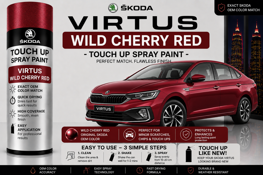 Skoda Virtus Wild Cherry Red Touch Up Spray Paint – OEM Color Match | LIHA Aerosols 500ml