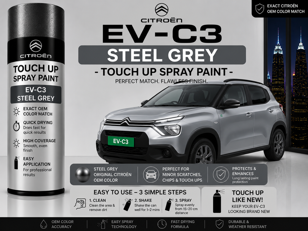 Citroën ë-C3 EV Steel Grey Touch Up Spray Paint – OEM Color Match | LIHA Aerosols 500ml
