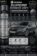 Skoda Superb Business Grey OEM Color Match Touch Up Spray Paint 500ml | LIHA Aerosols Automotive Paint