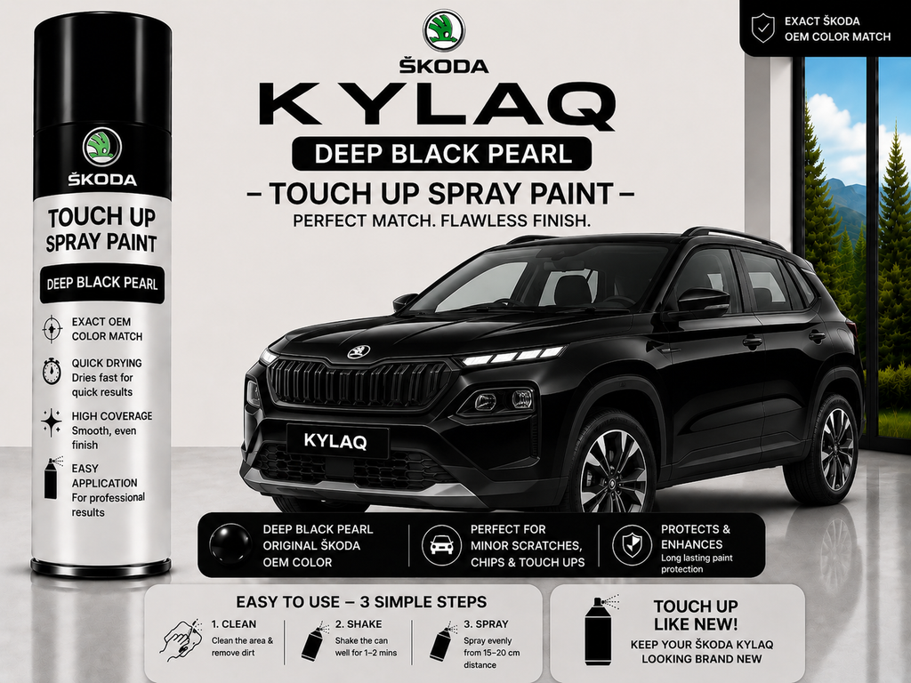 Skoda Kylaq Deep Black Pearl Touch Up Spray Paint – OEM Color Match | LIHA Aerosols 500ml
