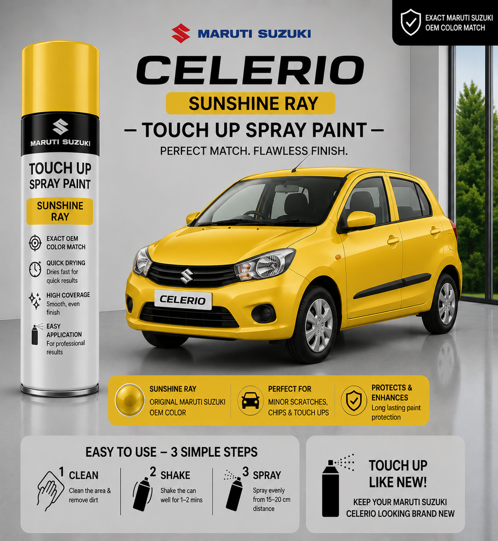 Maruti Suzuki Celerio Sunshine Ray Touch Up Spray Paint – OEM Color Match | LIHA Aerosols 500ml