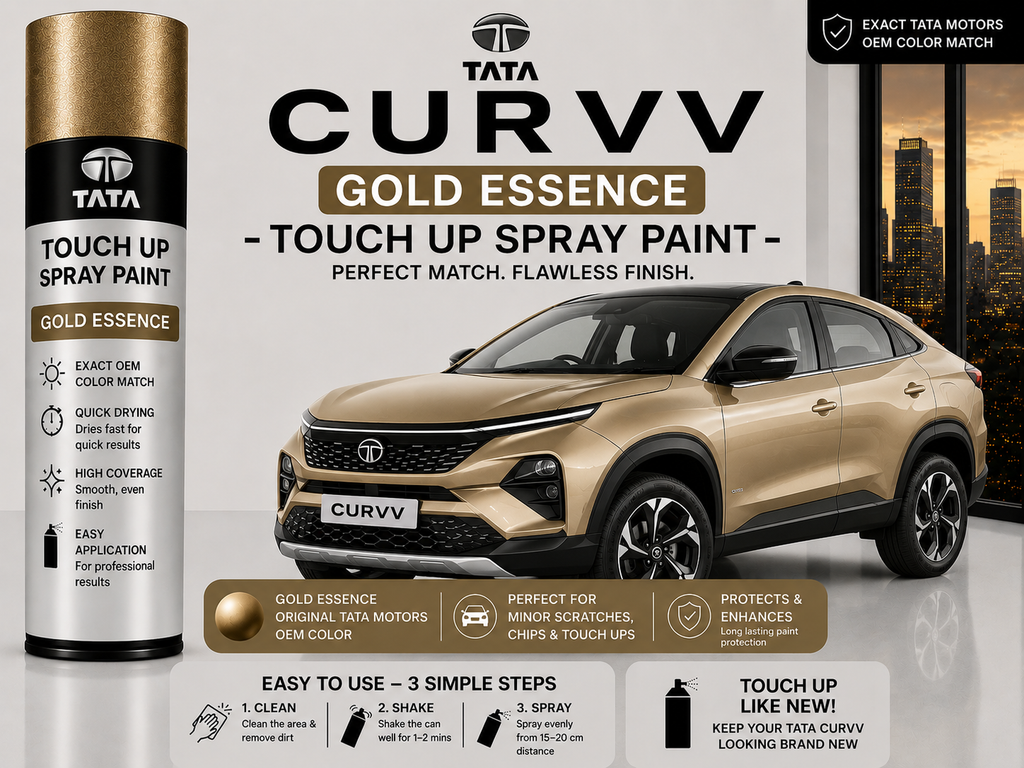 Tata Curvv Gold Essence Touch Up Spray Paint – OEM Color Match | LIHA Aerosols 500ml