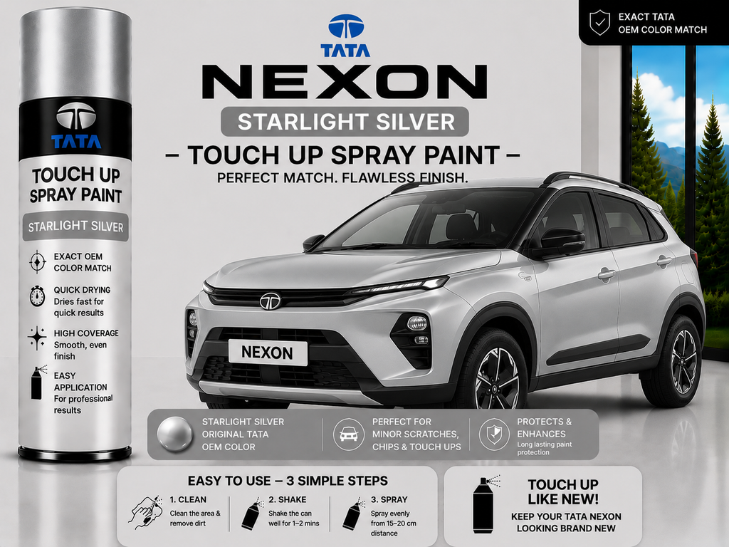 Tata Nexon Starlight Silver Touch Up Spray Paint – OEM Color Match | LIHA Aerosols 500ml