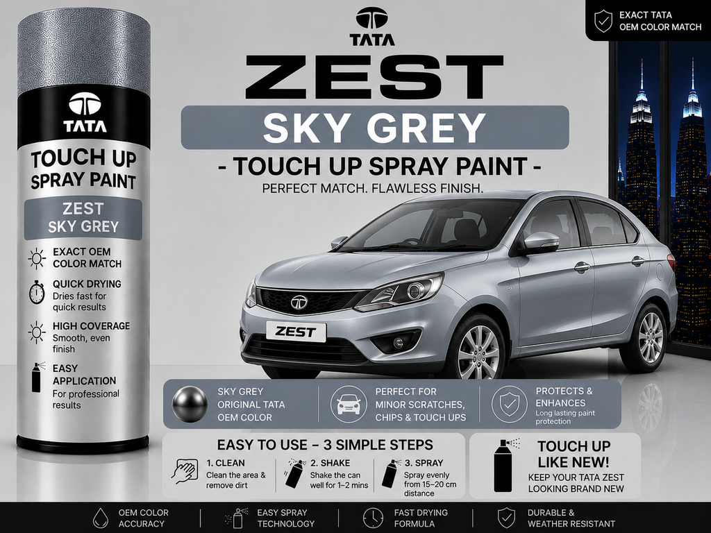 Tata Zest Sky Grey Touch Up Spray Paint – OEM Color Match | LIHA Aerosols 500ml