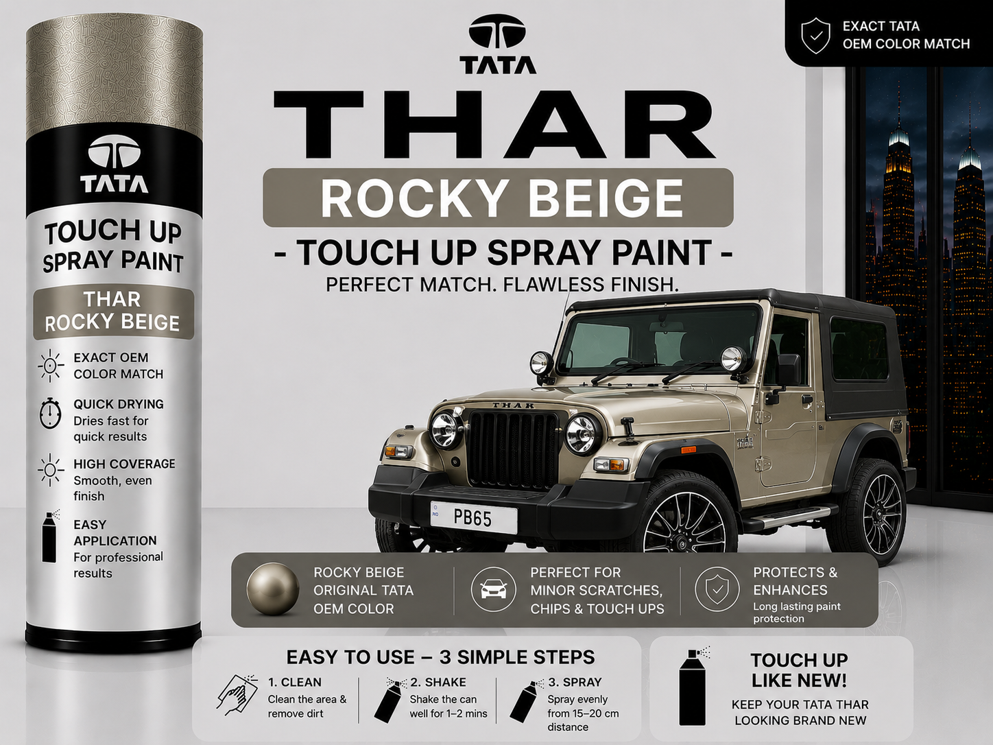 Mahindra Scorpio Rocky Beige Touch Up Spray Paint – OEM Color Match