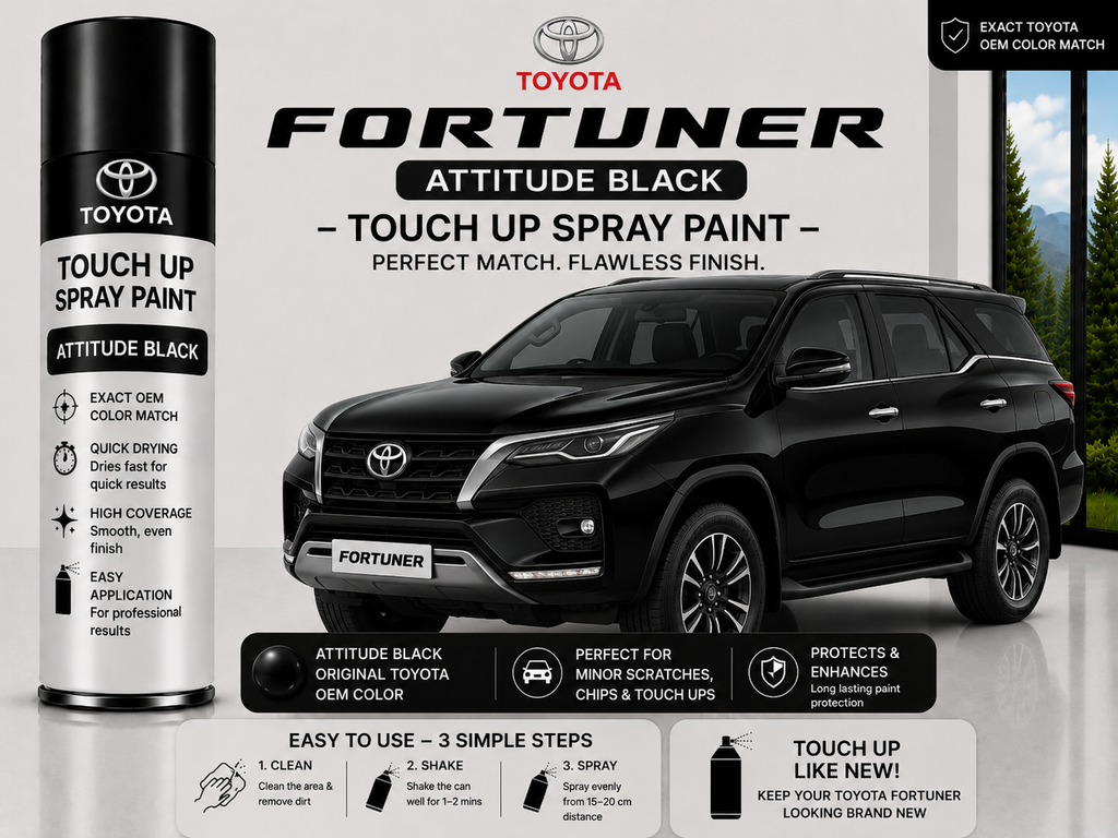 Toyota Fortuner Attitude Black Touch Up Spray Paint – OEM Color Match | LIHA Aerosols 500ml