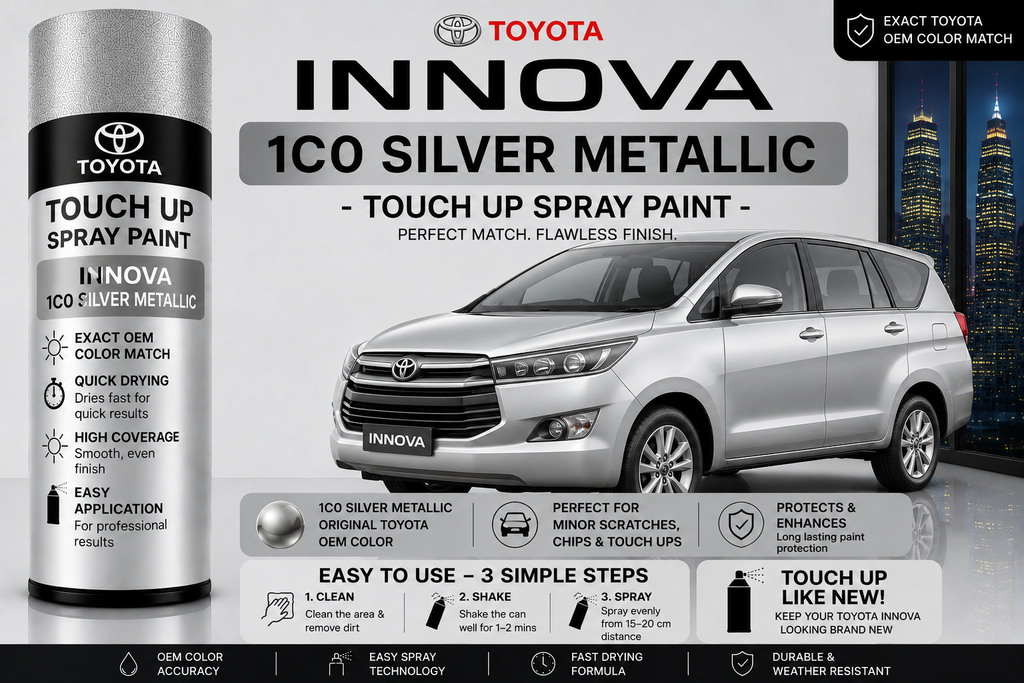 Toyota Innova 1C0 Silver Metallic Touch Up Spray Paint – OEM Color Match | LIHA Aerosols 500ml