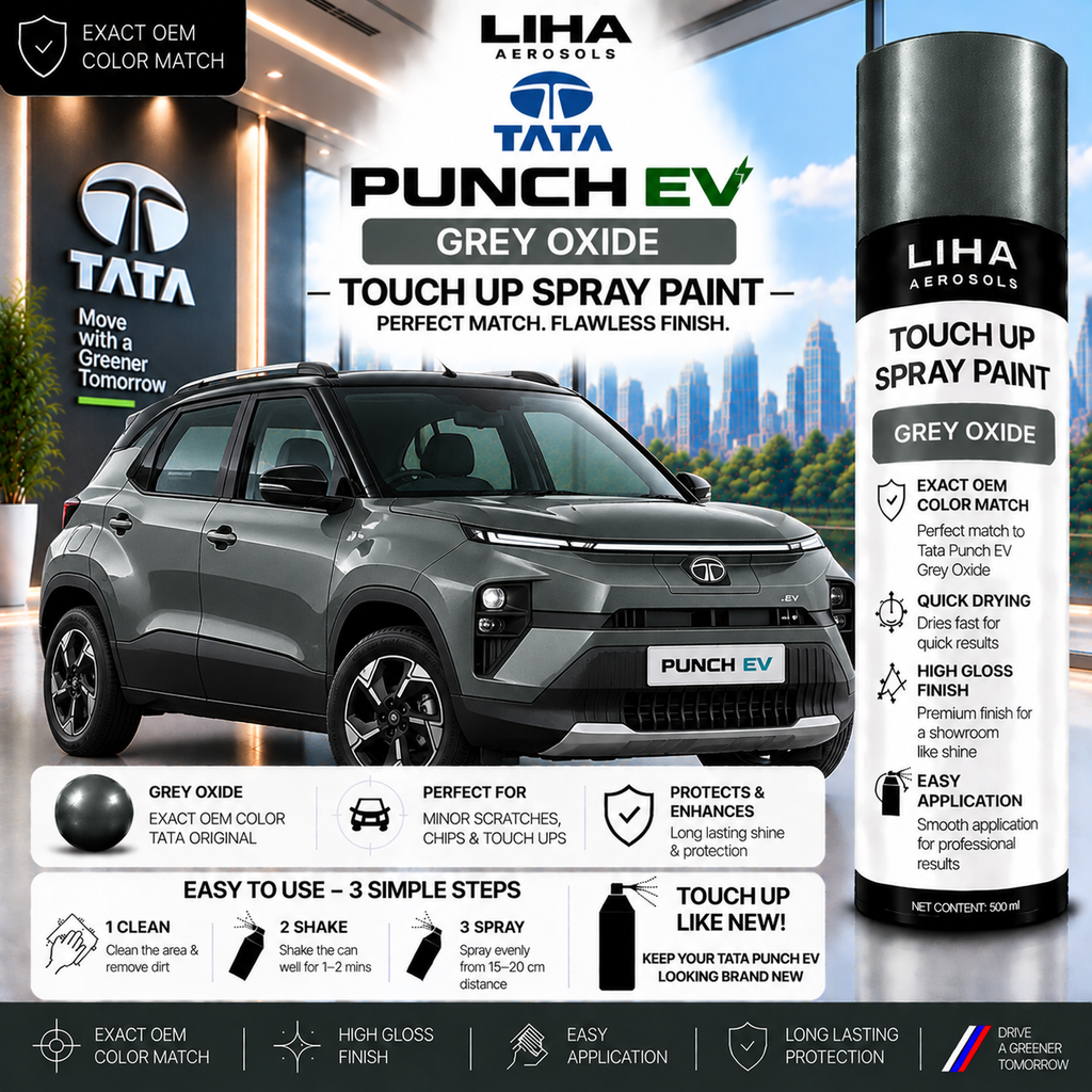 Tata Punch EV Grey Oxide Touch Up Spray Paint – OEM Color Match | LIHA Aerosols 500ml