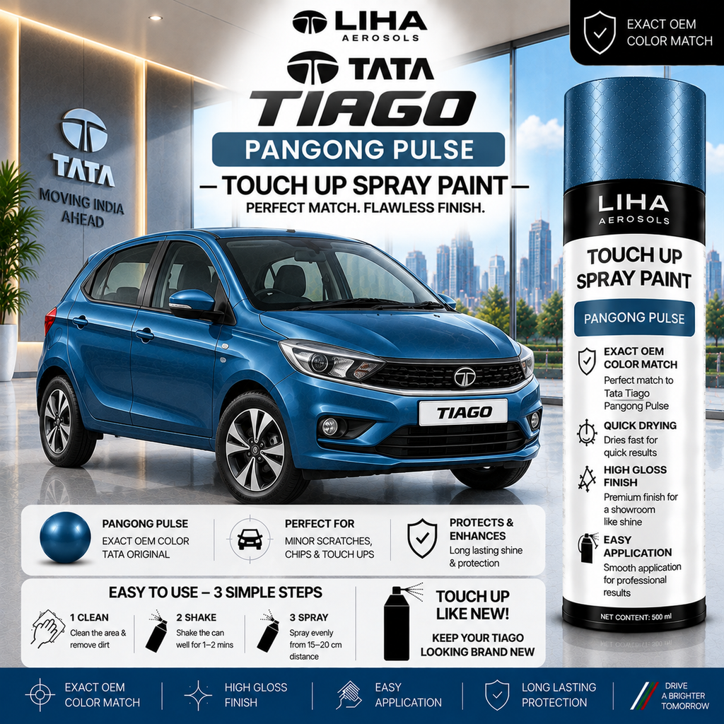 Tata Tiago Pangong Pulse Touch Up Spray Paint – OEM Color Match | LIHA Aerosols 500ml