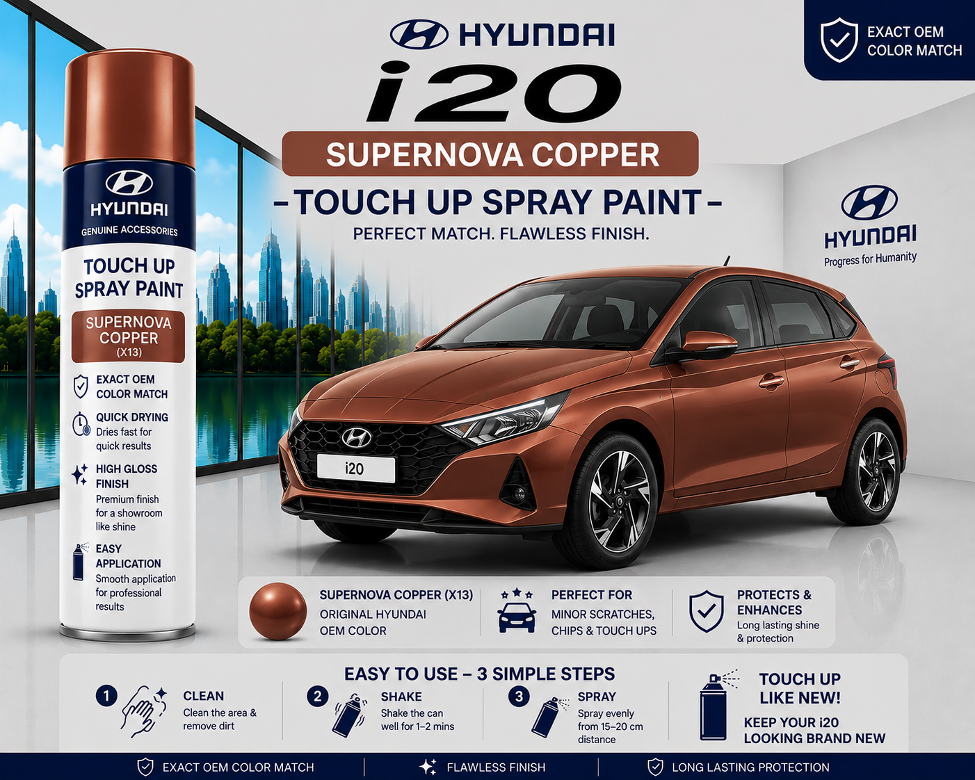 Tata Tiago Supernova Copper Touch Up Spray Paint | OEM Automotive Aerosol Paint for Scratch Repair