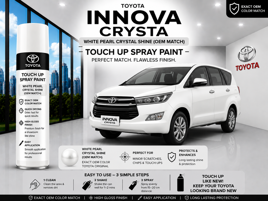 Toyota Innova Crysta White Pearl Crystal Shine Touch Up Spray Paint – OEM Color Match | LIHA Aerosols 500ml