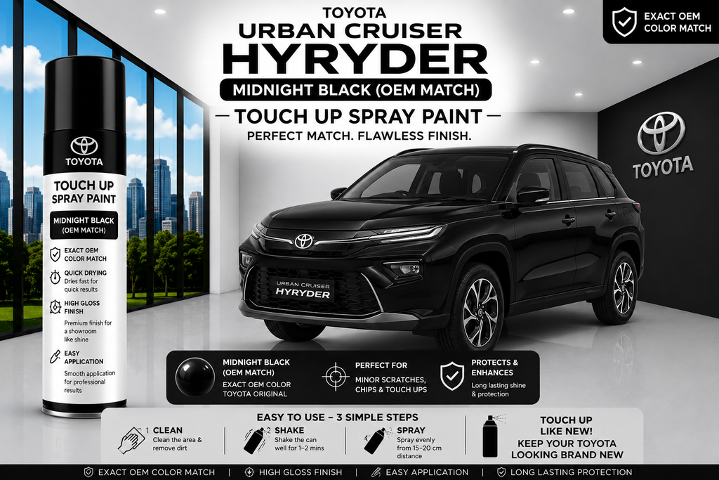 Toyota Urban Cruiser Hyryder Midnight Black Touch Up Spray Paint – OEM Color Match | LIHA Aerosols 500ml