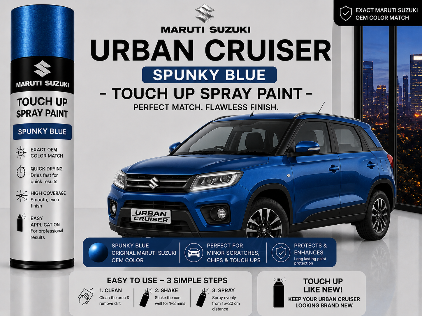 Toyota Urban Cruiser Spunky Blue Touch Up Spray Paint – OEM Color Match | LIHA Aerosols 500ml